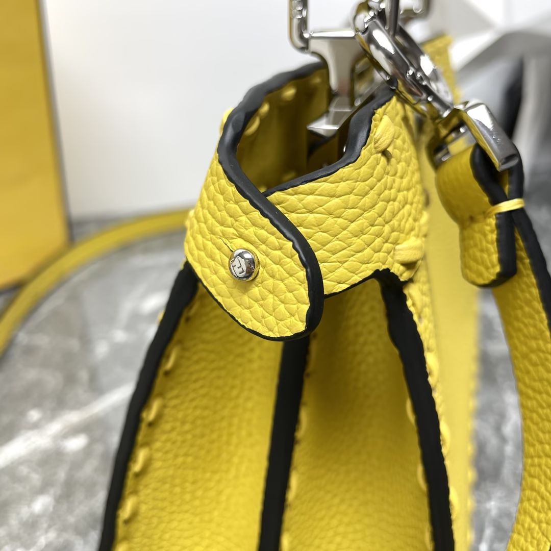 Fendi Peekaboo ISeeU Petite Yellow Selleria Bag with 306 Hand-sewn Stitches